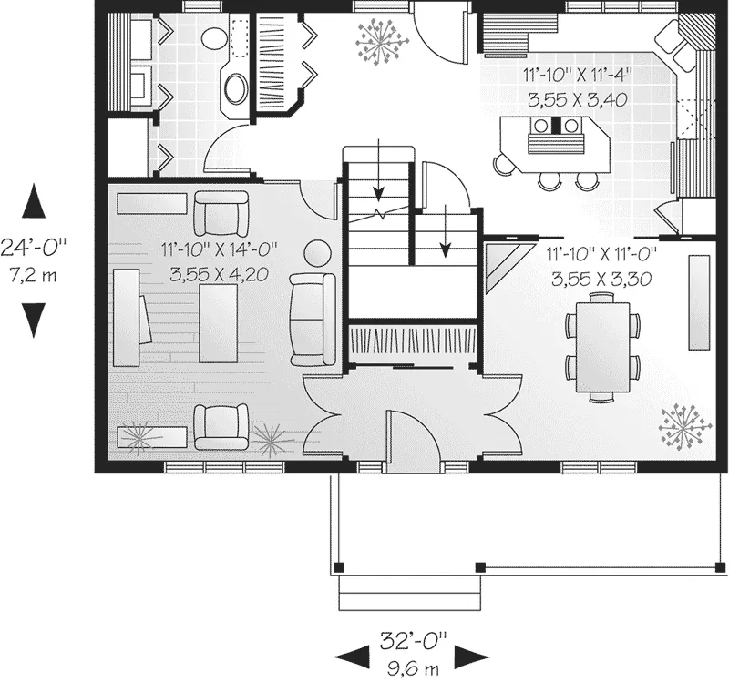 Traditional House Plan First Floor - Kenilworth Creek Ranch Home 032D-0206 - Search House Plans and More