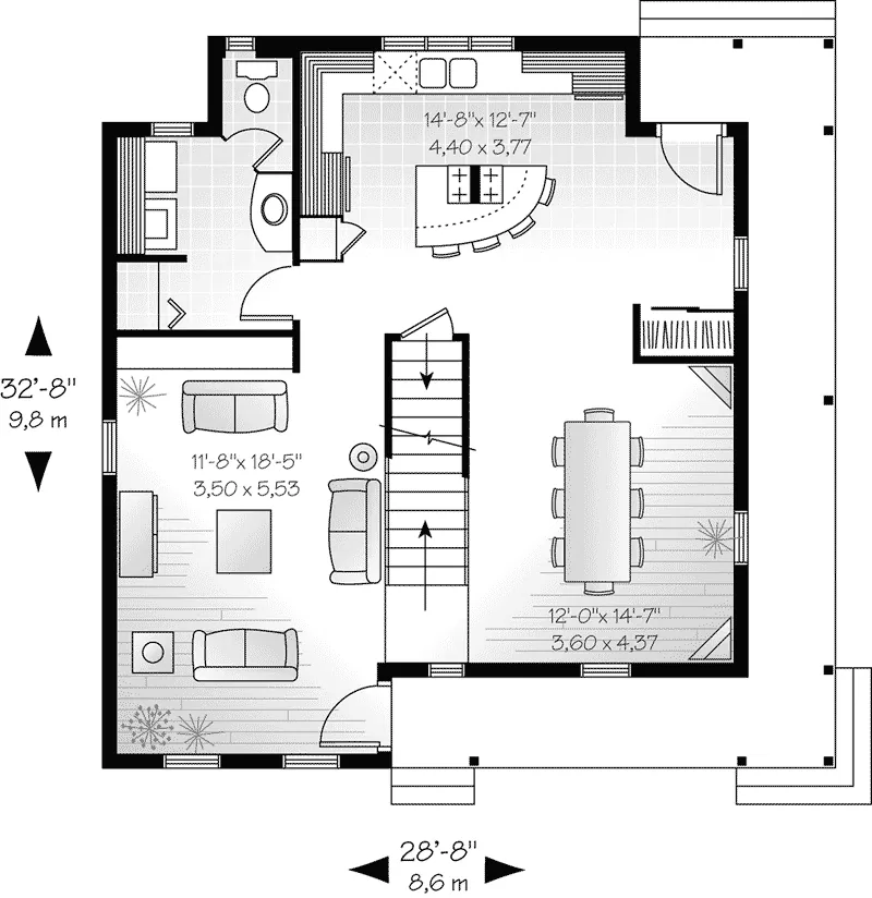Traditional House Plan First Floor - Carlstadt Southern Farmhouse 032D-0207 - Search House Plans and More