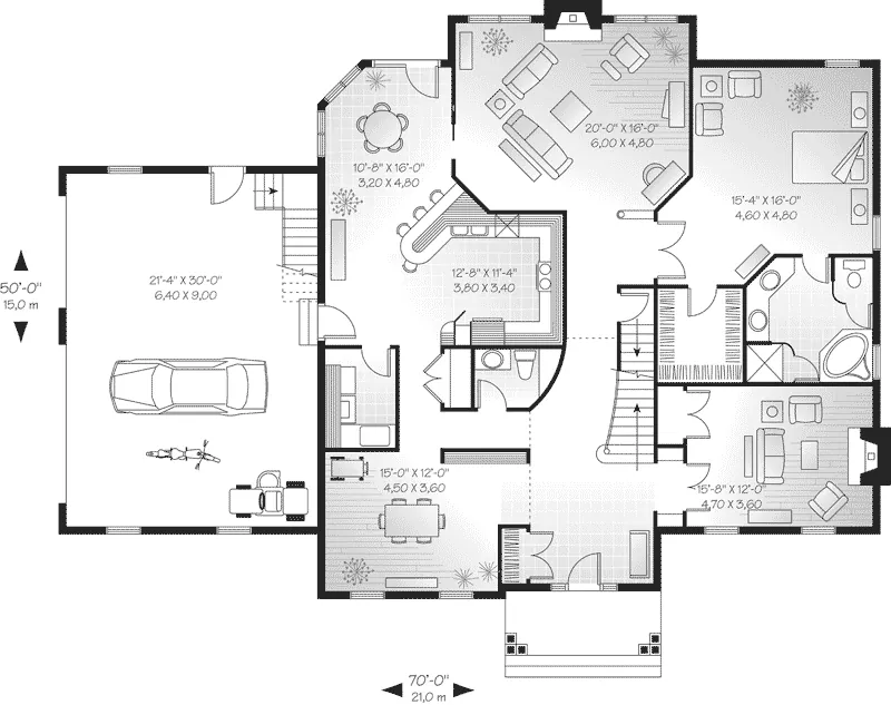 Traditional House Plan First Floor - Belcross Colonial Home 032D-0218 - Search House Plans and More