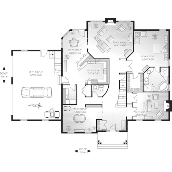 Southern House Plan First Floor - Belcross Colonial Home 032D-0218 - Search House Plans and More