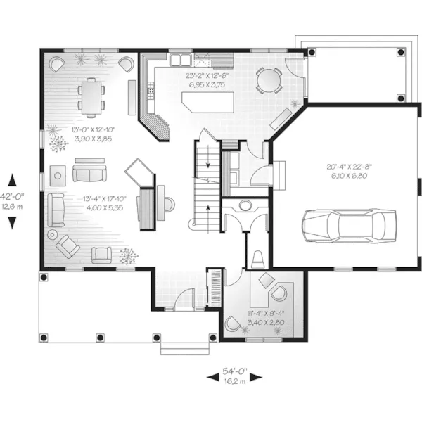 Country House Plan First Floor - Glenview Country Bungalow Home 032D-0227 - Search House Plans and More