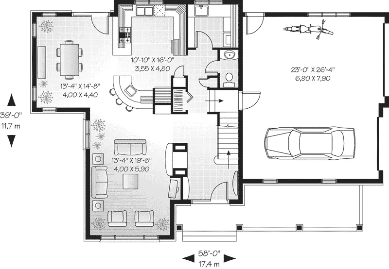 Traditional House Plan First Floor - Bethel Farm European Home 032D-0228 - Search House Plans and More