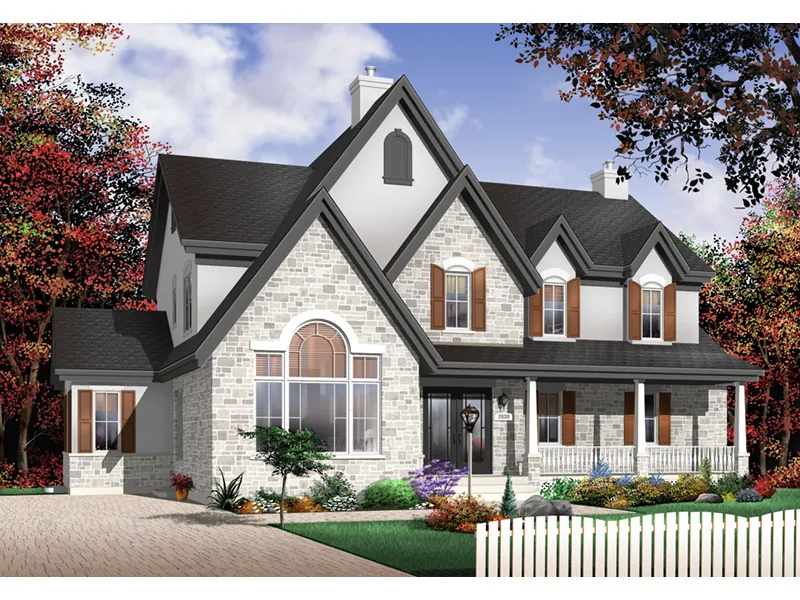 Traditional House Plan Front Photo 04 - Bethel Farm European Home 032D-0228 - Search House Plans and More