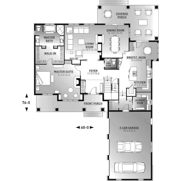 Traditional House Plan First Floor - Olin Luxury Arts And Crafts Home 032D-0241 - Shop House Plans and More