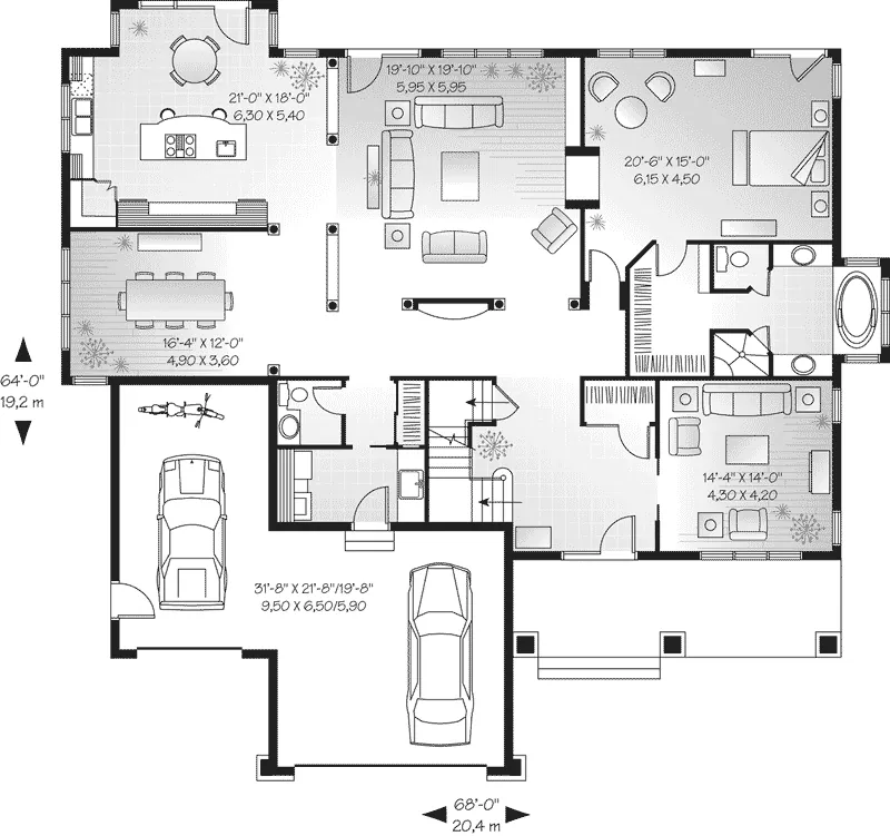 Arts & Crafts House Plan First Floor - Clemmons Luxury Craftsman Home 032D-0243 - Search House Plans and More