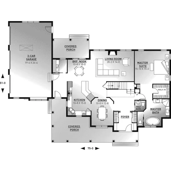 Traditional House Plan First Floor - Newton Grove Country Farmhouse 032D-0248 - Shop House Plans and More