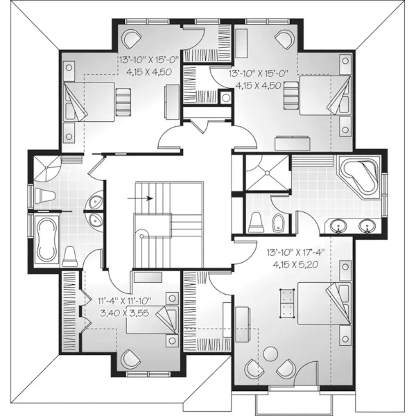 Modern House Plan Second Floor - Seven Springs European Home 032D-0250 - Shop House Plans and More