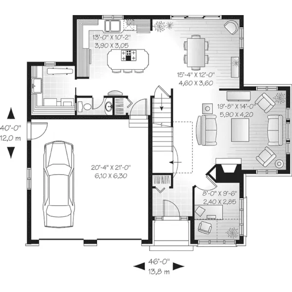 Contemporary House Plan First Floor - Wallace Crest Traditional Home 032D-0252 - Shop House Plans and More