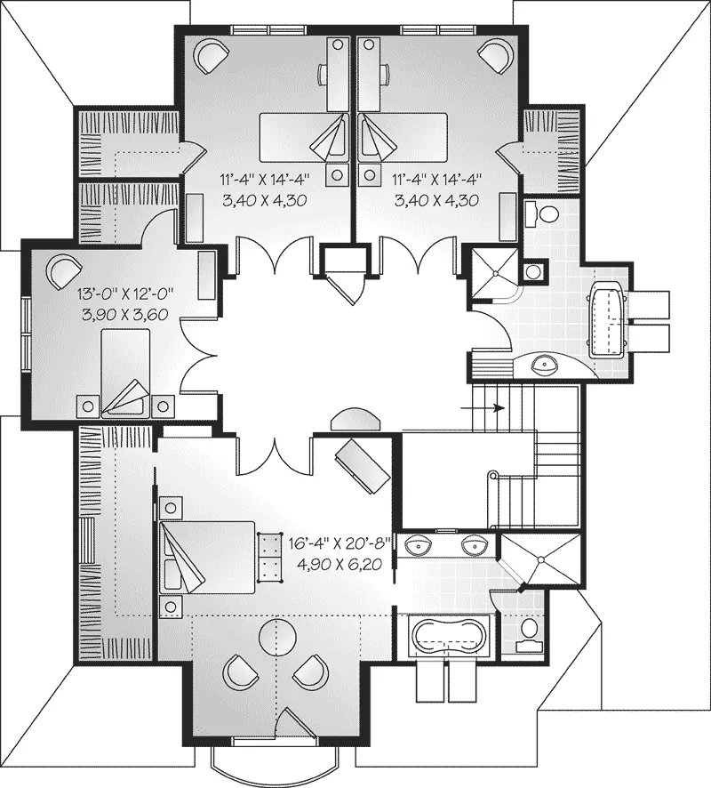 Victorian House Plan Second Floor - Garland Terrace Craftsman Home 032D-0253 - Search House Plans and More