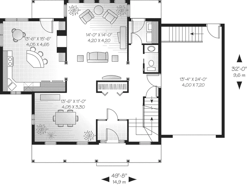Country House Plan First Floor - Laurel Creek Country Style Home 032D-0254 - Shop House Plans and More