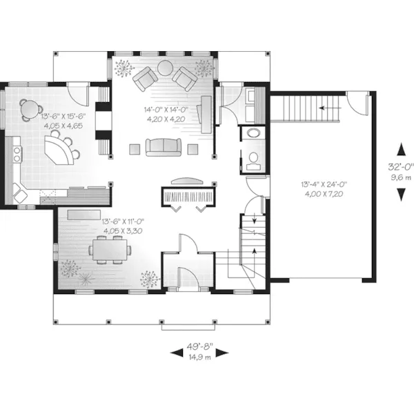 Colonial House Plan First Floor - Laurel Creek Country Style Home 032D-0254 - Shop House Plans and More