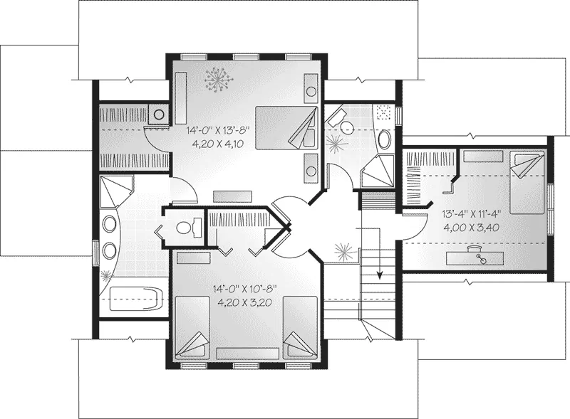 Colonial House Plan Second Floor - Laurel Creek Country Style Home 032D-0254 - Shop House Plans and More