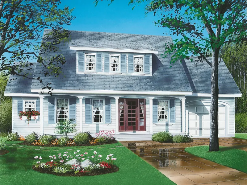 Colonial House Plan Front Photo 06 - Laurel Creek Country Style Home 032D-0254 - Shop House Plans and More