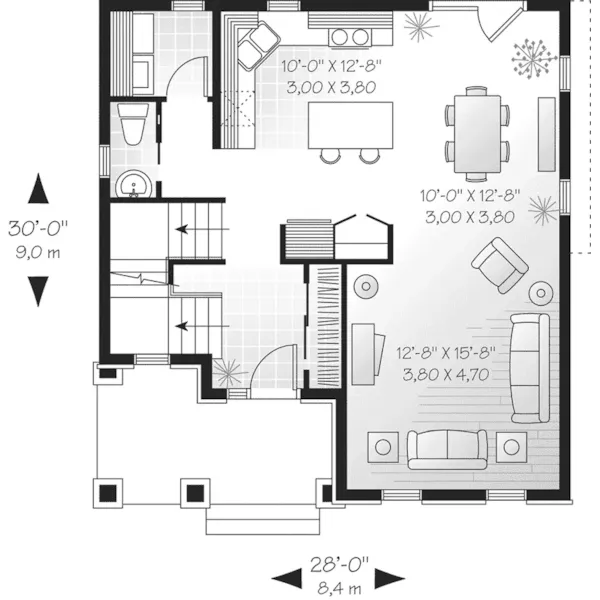 Country House Plan First Floor - Barrs Mill Narrow Lot Home 032D-0287 - Search House Plans and More