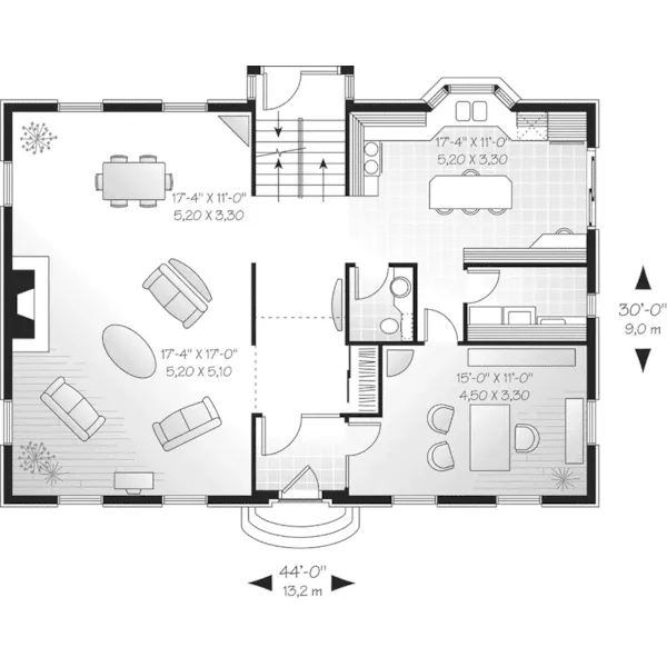 Colonial House Plan First Floor - Durbin Colonial Home 032D-0288 - Search House Plans and More