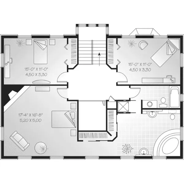 Colonial House Plan Second Floor - Durbin Colonial Home 032D-0288 - Search House Plans and More