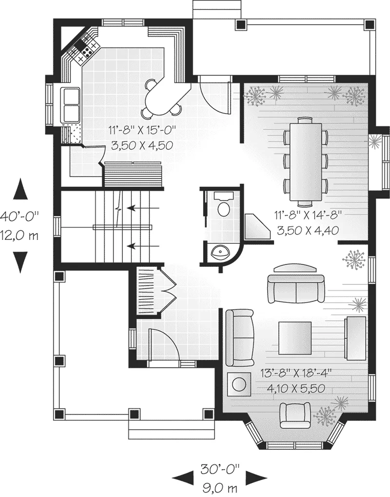 Country House Plan First Floor - Baltic Farm Country Home 032D-0292 - Search House Plans and More