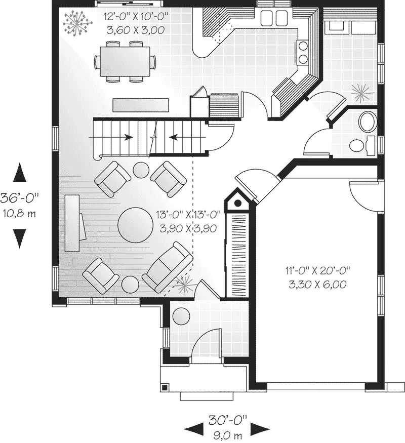 Southern House Plan First Floor - Fincastle Traditional Home 032D-0309 - Search House Plans and More