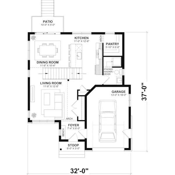 Contemporary House Plan First Floor - Fincastle Traditional Home 032D-0309 - Search House Plans and More