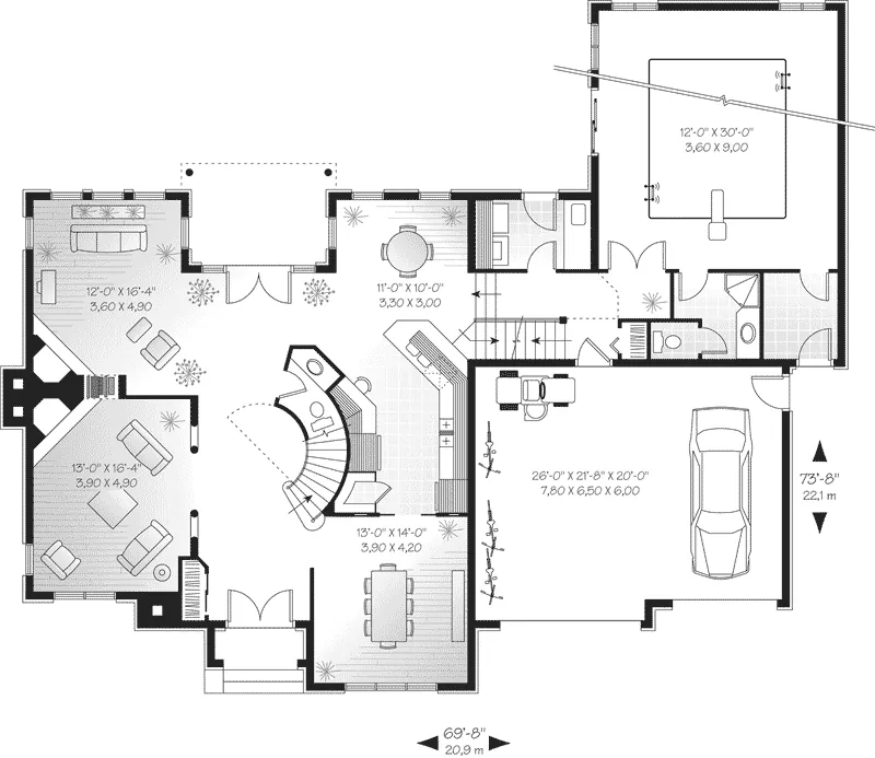 Contemporary House Plan First Floor - Eagle Crest Traditional Home 032D-0320 - Search House Plans and More