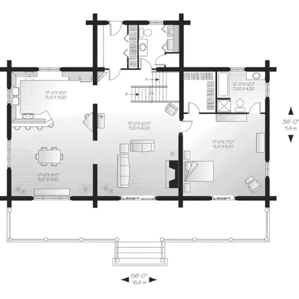 Mountain House Plan First Floor - Spencer Hill Luxury Log Home 032D-0352 - Shop House Plans and More