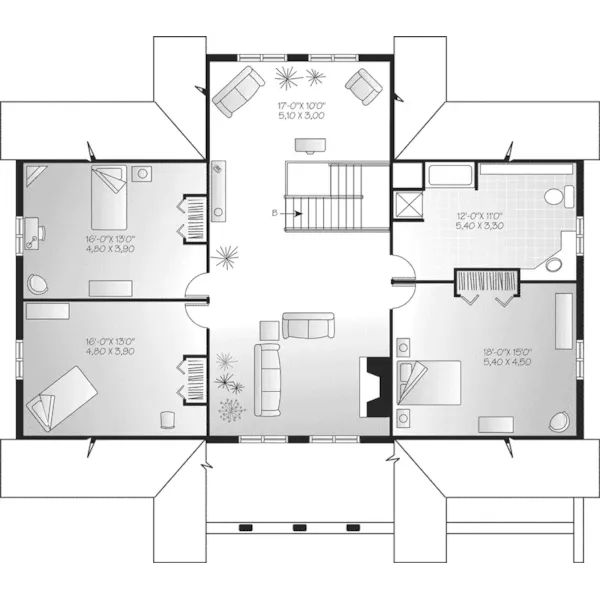 Mountain House Plan Second Floor - Spencer Hill Luxury Log Home 032D-0352 - Shop House Plans and More