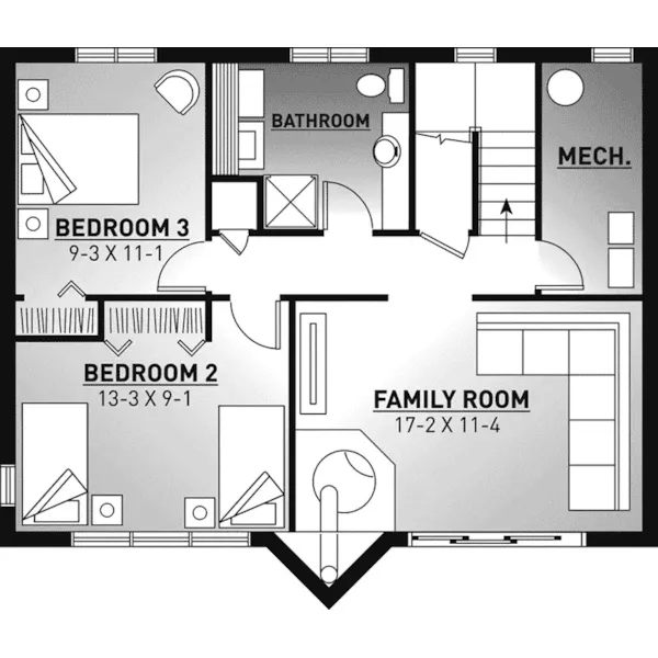 Modern House Plan Lower Level Floor - Winton Woods A-Frame Home 032D-0353 - Shop House Plans and More