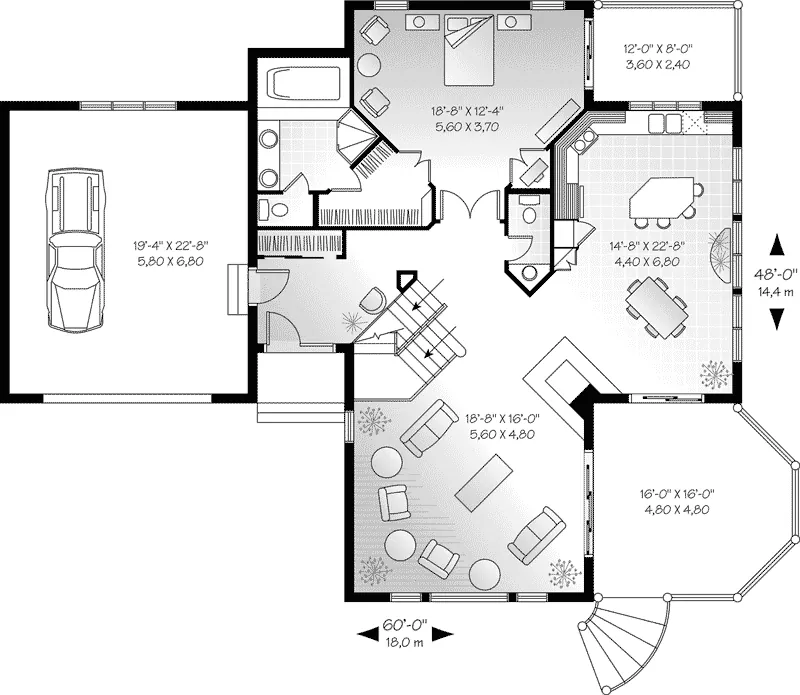 Contemporary House Plan First Floor - Epworth Heights Country Home 032D-0356 - Search House Plans and More