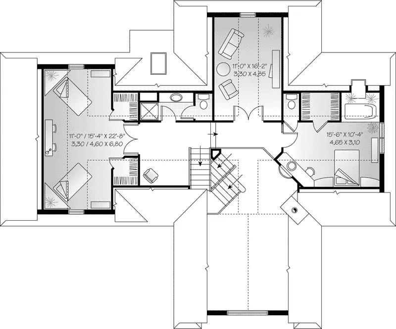 Contemporary House Plan Second Floor - Epworth Heights Country Home 032D-0356 - Search House Plans and More
