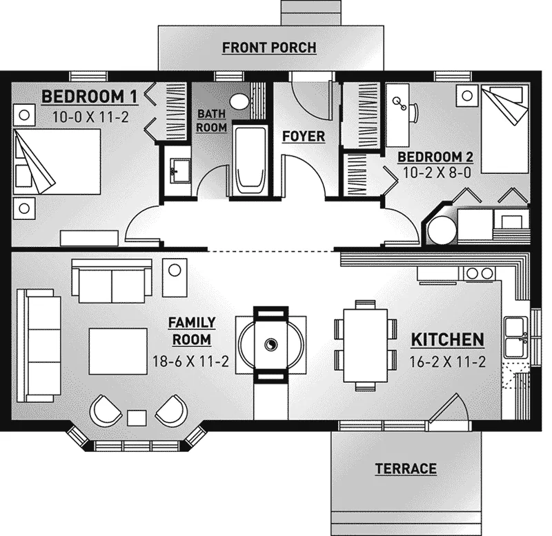 Vacation House Plan First Floor - Remington Cove Cottage Home 032D-0357 - Shop House Plans and More