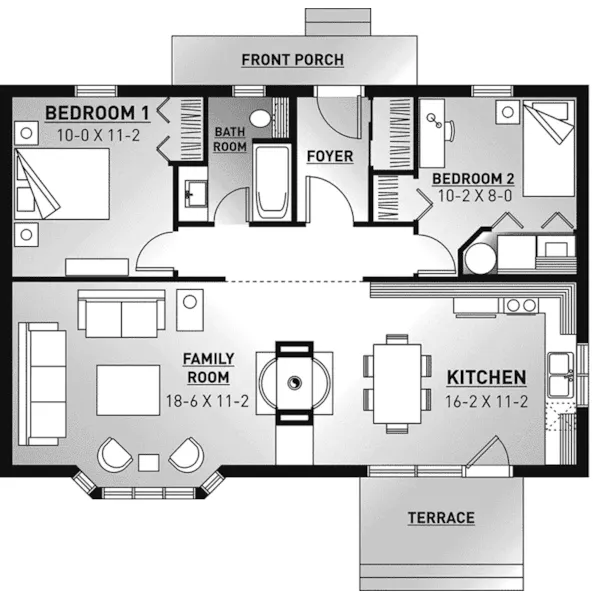 Ranch House Plan First Floor - Remington Cove Cottage Home 032D-0357 - Shop House Plans and More