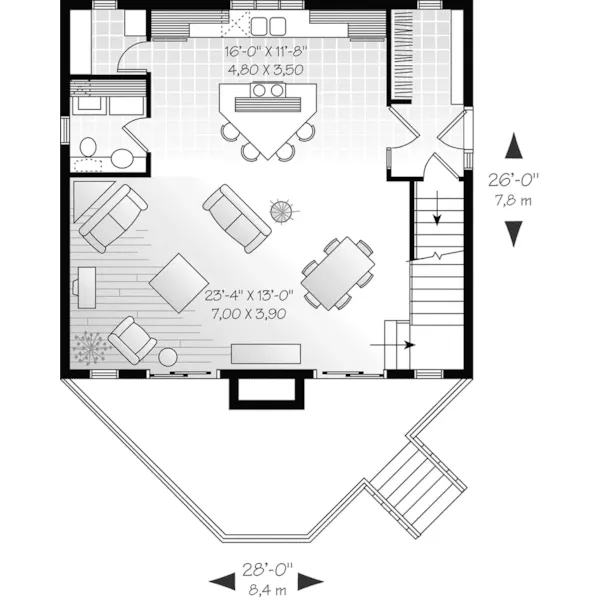 Waterfront House Plan First Floor - Wildbrook Lake Home 032D-0358 - Shop House Plans and More