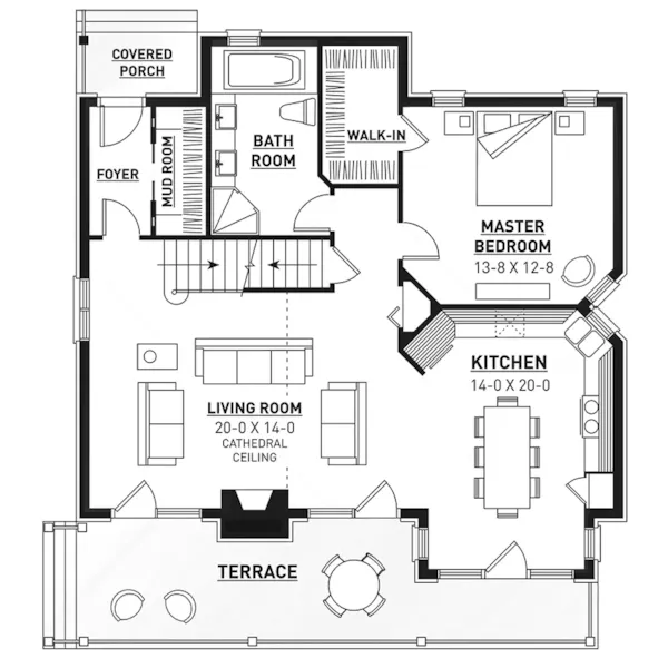 Neoclassical House Plan First Floor - Duffy Pass Cottage Cabin Home 032D-0368 - Search House Plans and More