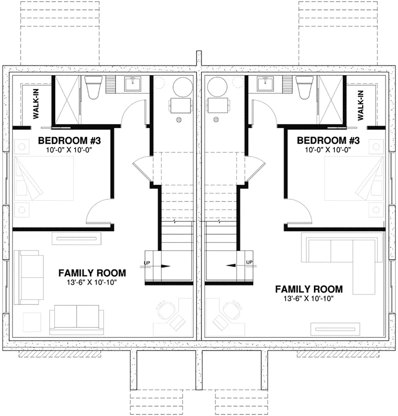 Neoclassical House Plan Basement Floor - Kenton Multi-Family Duplex 032D-0370 - Search House Plans and More