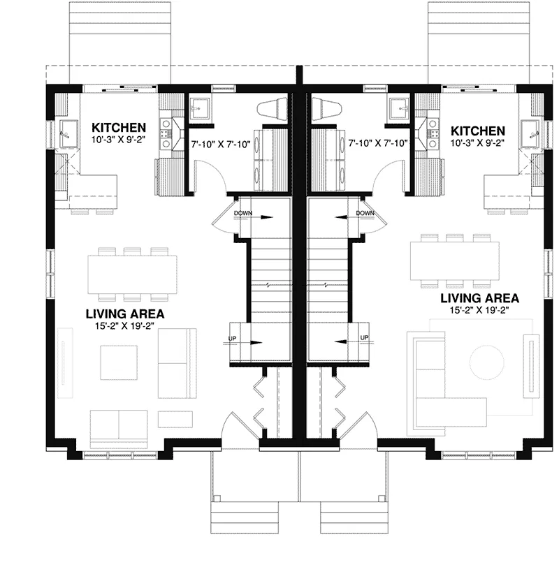 Multi-Family House Plan First Floor - Kenton Multi-Family Duplex 032D-0370 - Search House Plans and More