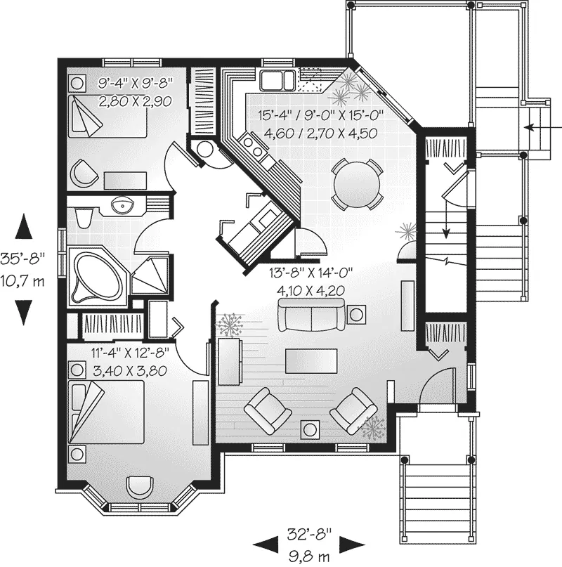 Modern House Plan First Floor - Geary Place Triplex Town House 032D-0383 - Search House Plans and More
