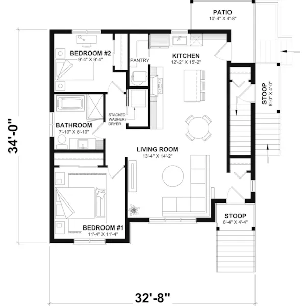 Southern House Plan First Floor - Geary Place Triplex Town House 032D-0383 - Search House Plans and More