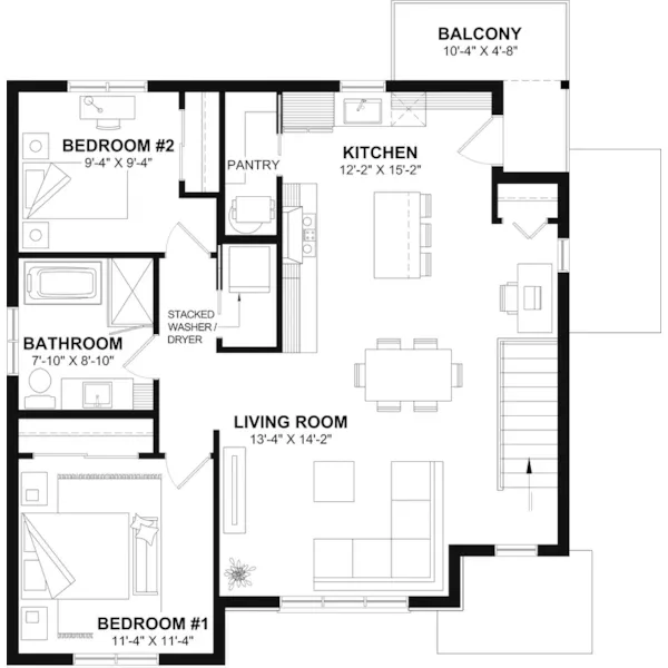 Southern House Plan Second Floor - Geary Place Triplex Town House 032D-0383 - Search House Plans and More