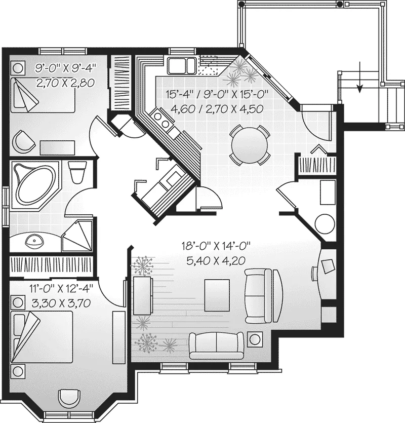 Traditional House Plan Lower Level Floor - Geary Place Triplex Town House 032D-0383 - Search House Plans and More