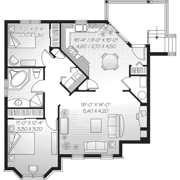 Southern House Plan Lower Level Floor - Geary Place Triplex Town House 032D-0383 - Search House Plans and More