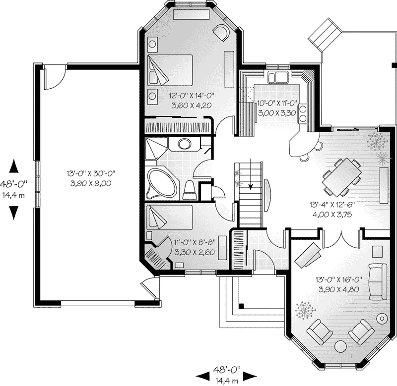 Southern House Plan First Floor - Purcell Park Ranch Home 032D-0385 - Shop House Plans and More