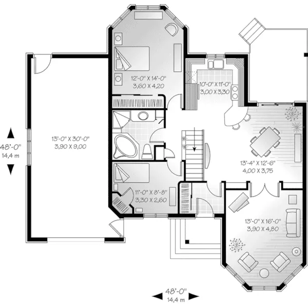 Traditional House Plan First Floor - Purcell Park Ranch Home 032D-0385 - Shop House Plans and More