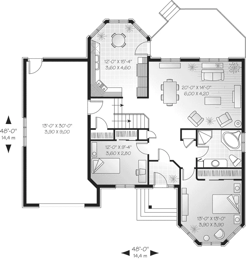 Ranch House Plan First Floor - Baldhill Ranch Home 032D-0386 - Search House Plans and More