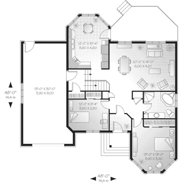 Traditional House Plan First Floor - Baldhill Ranch Home 032D-0386 - Search House Plans and More