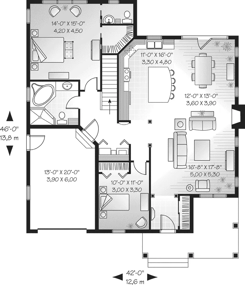 Traditional House Plan First Floor - Glenpool Ranch Home 032D-0398 - Search House Plans and More