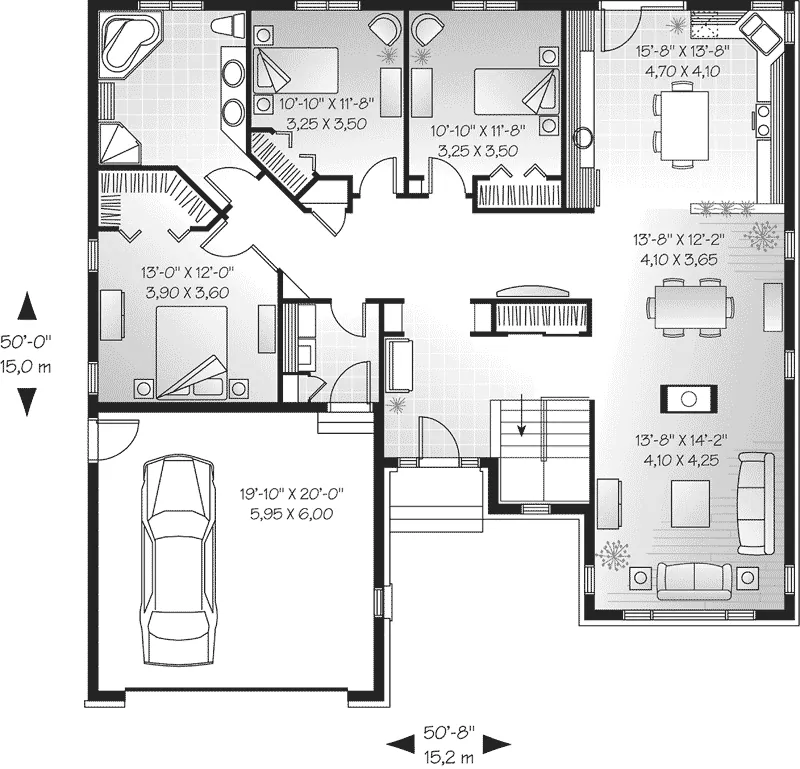 Country House Plan First Floor - Cushing Spring Ranch Home 032D-0401 - Search House Plans and More