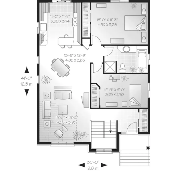 Modern House Plan First Floor - Clarita Narrow Lot Ranch Home 032D-0414 - Search House Plans and More