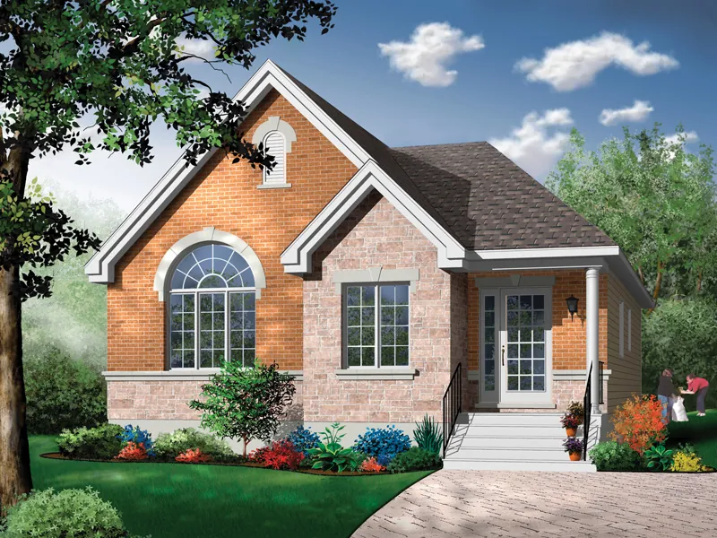 European House Plan Front Photo 01 - Clarita Narrow Lot Ranch Home 032D-0414 - Search House Plans and More