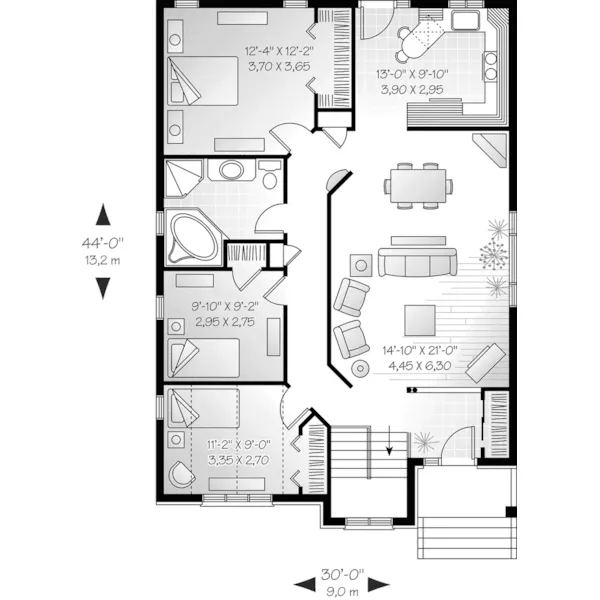 Ranch House Plan First Floor - Byars Ranch Home 032D-0415 - Search House Plans and More