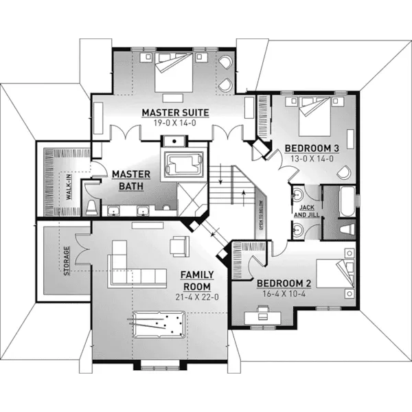 Craftsman House Plan Second Floor - Sentinel Farm Country Home 032D-0436 - Shop House Plans and More